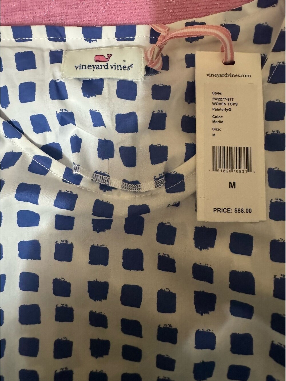 Vineyard Vines Women’s Painterly Blue Ruffle Sleeve Top NWT Size Medium $88 - Picture 3 of 4